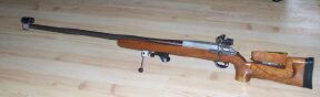 Picture of Target Rifle with custom action and custom walnut stock.